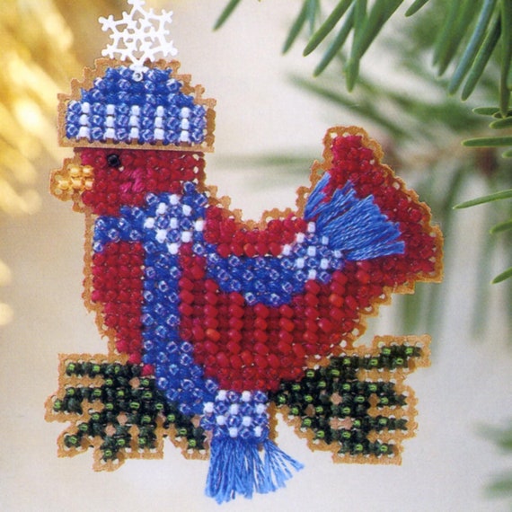 Mill Hill 2002 Winter Holiday Beaded Cross Stitch Kit ~ Snowcapped Red Bird ~ H105