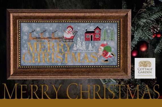 Merry Christmas Counted Cross Stitch Pattern by Cottage Garden Samplings