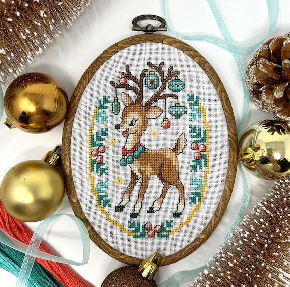 Winter Deer Counted Cross Stitch Pattern by Tiny Modernist
