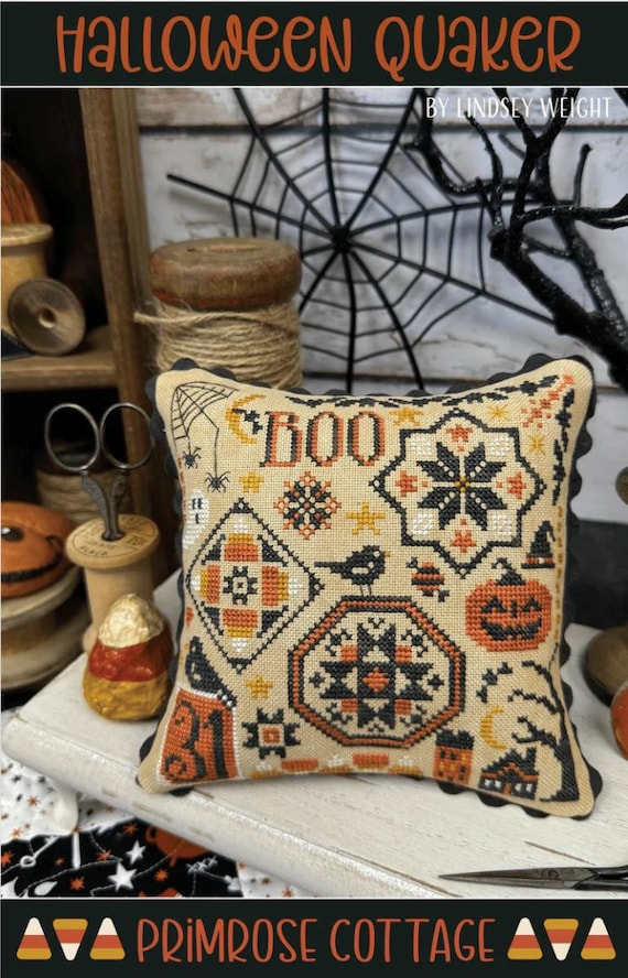 Primrose Cottage Stitches Counted Cross Stitch Chart ~ Halloween Quaker