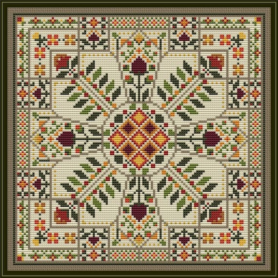 The Autumn Window Counted Cross Stitch Pattern by CM Designs /  Carolyn Manning Designs