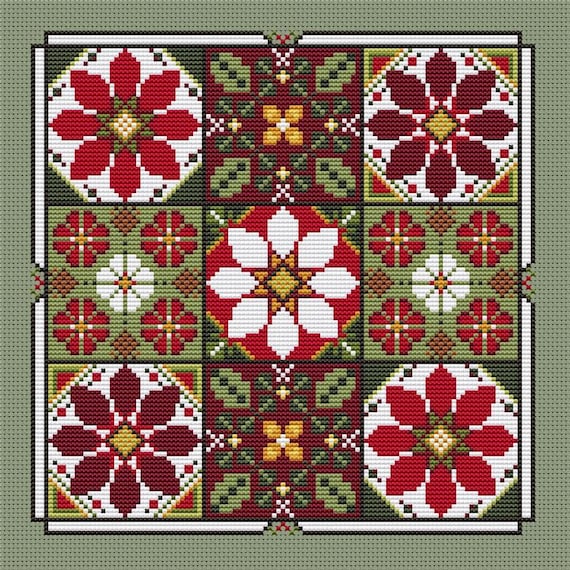 Poinsettia Counted Cross Stitch Pattern by CM Designs /  Carolyn Manning Designs