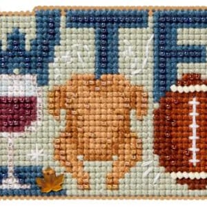 Mill Hill Autumn Harvest Collection Beaded Cross Stitch Kit ~ Wine, Turkey, Football ~ MH182626
