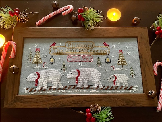 Polar Bear Express Counted Cross Stitch Pattern by Flossabilities