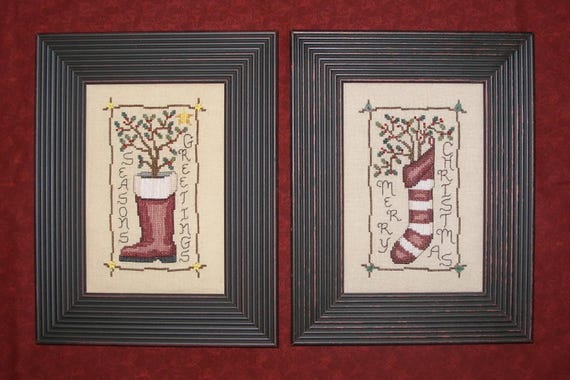 Primitive Greetings Counted Cross Stitch Pattern by Waxing Moon Designs - Printed Pattern