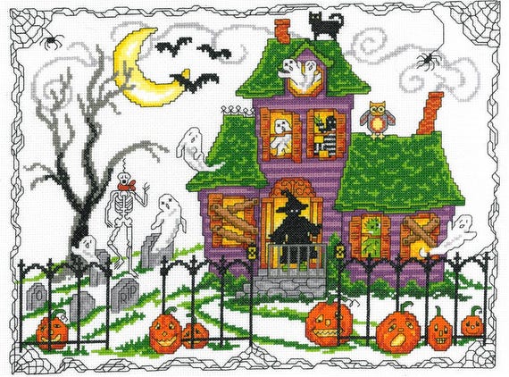 Halloween House Counted Cross Stitch Pattern by Ursula Michael - Pattern only