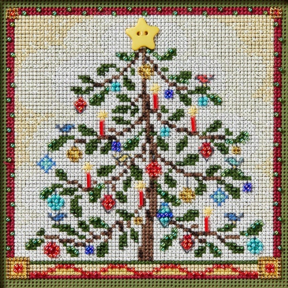 Mill Hill 2024 Buttons & Beads Winter Series Cross Stitch Kit ~ Feather Tree