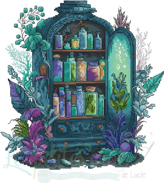 Apothecary Cabinet counted cross stitch leaflet by Les petites Croix de Lucie - Printed Pattern