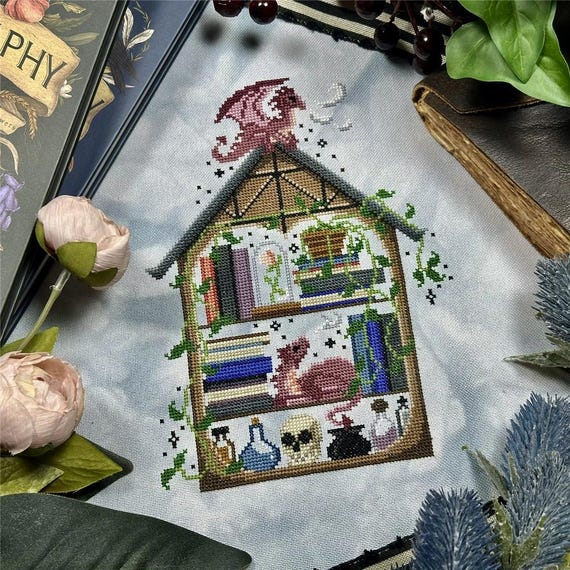 House of Book Dragons Counted Cross Stitch Pattern by The Stitch Crypt