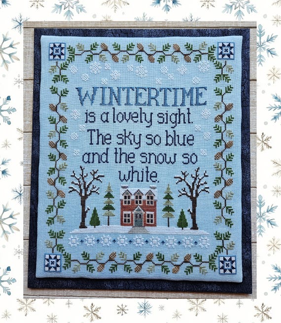 Wintertime Sampler Counted Cross Stitch Pattern Leaflet by Waxing Moon Designs