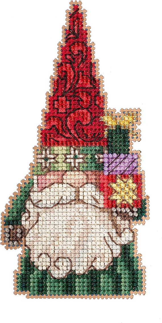 Mill Hill Jim Shore Christmas Gnomes Counted Cross Stitch kit ~ Gnome holding Gifts ~ JS202213