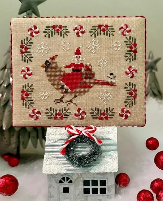 Going to Help Santa Counted Cross Stitch Pattern by Running with Needles & Scissors
