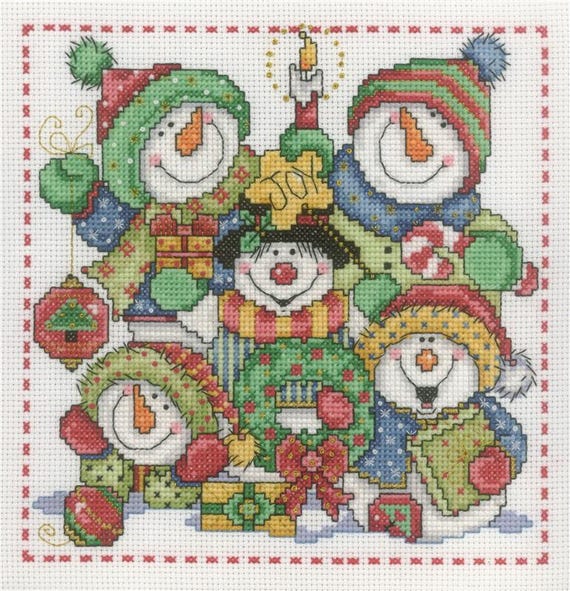 Jolly Snowmen Counted Cross Stitch Pattern by Joan A. Elliott