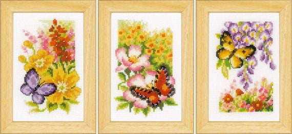 Vervaco Miniatures Counted Cross Stitch kit ~ Butterflies and Flowers ~