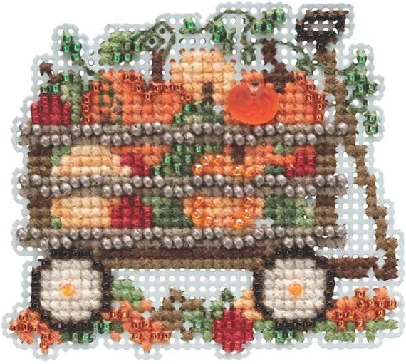 Mill Hill 2019 Autumn Harvest Collection Beaded Cross Stitch Kit ~ Harvest Wagon~ MH181924
