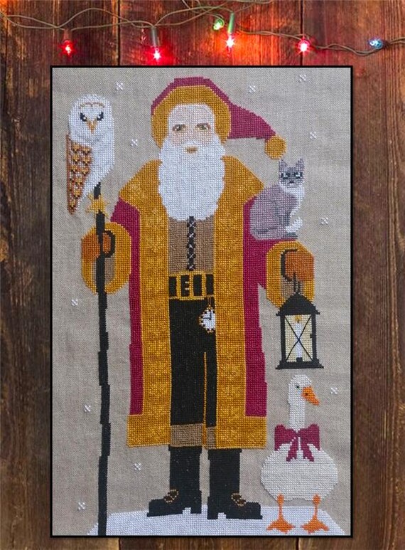 Twin Peak Santa 2023 Counted Cross Stitch Pattern Leaflet by Twin Peak Primitives