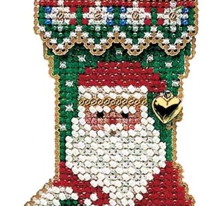 Mill Hill 2004 Beaded Cross Stitch Charmed Stocking Ornament kit ~ St Nick Stocking