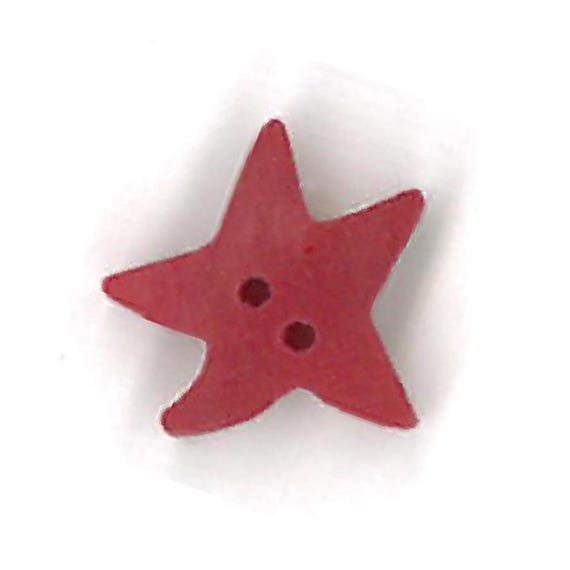 Just Another Button Company Polymer Clay Button ~ Medium Red Star ~ 3319.M