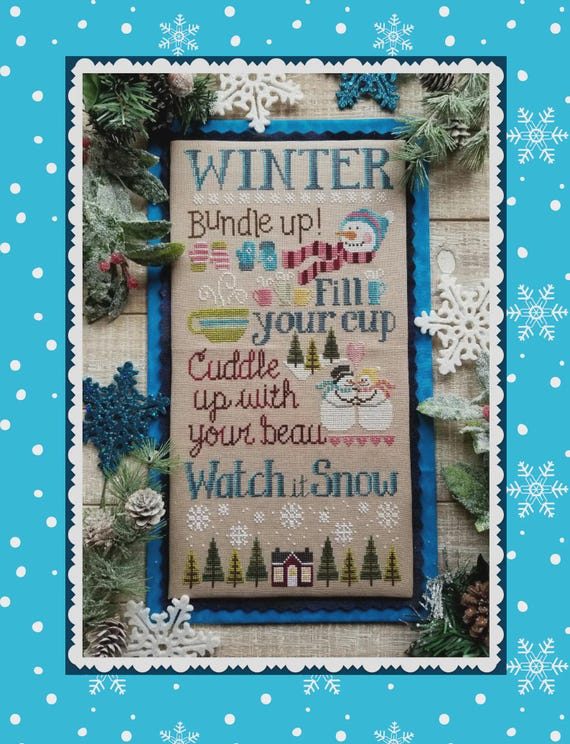 Watching It Snow Counted Cross Stitch Pattern by Waxing Moon Designs printed pattern
