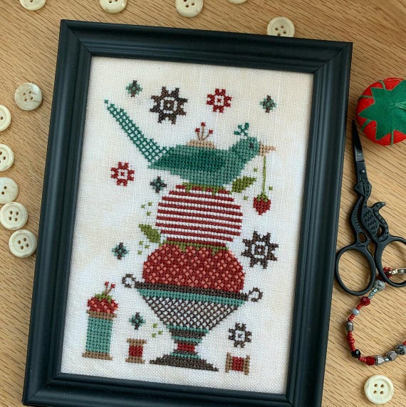 Threads of Time Sewing Bird Counted Cross Stitch Pattern by Stitches by Ethel - Printed Pattern