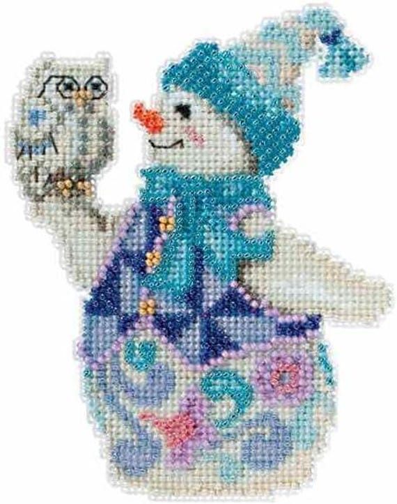 Snowy Owl Snowman Mill Hill Jim Shore Beaded Cross Stitch Kit JS20-5103