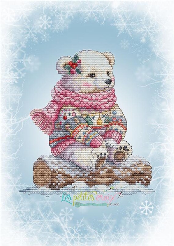 Winter Bear counted cross stitch leaflet by Les petites croix de Lucie