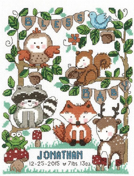 Diane Arthurs Imaginating Counted Cross Stitch Chart ~ Bless Baby ~ Birth Announcement