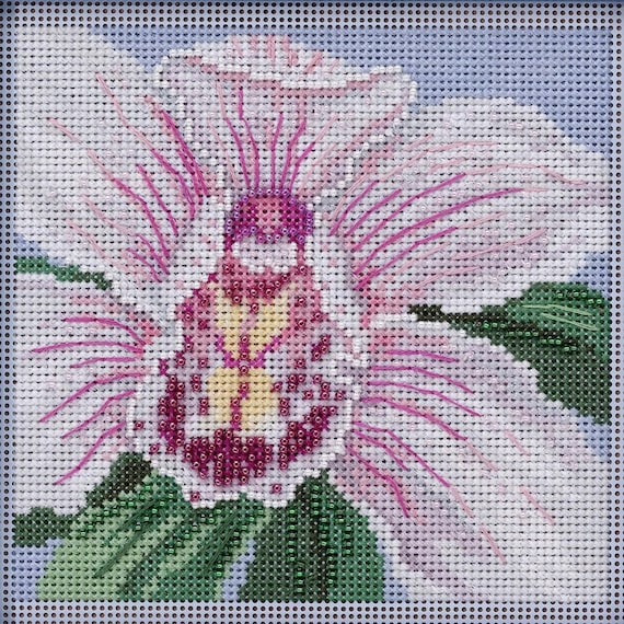 Mill Hill Spring Series Buttons & Beads Beaded Cross Stitch Kit ~ White Orchid ~