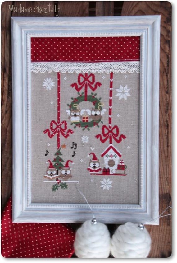 Christmas Owls ~ Counted Cross Stitch Pattern designed by Madame Chantilly