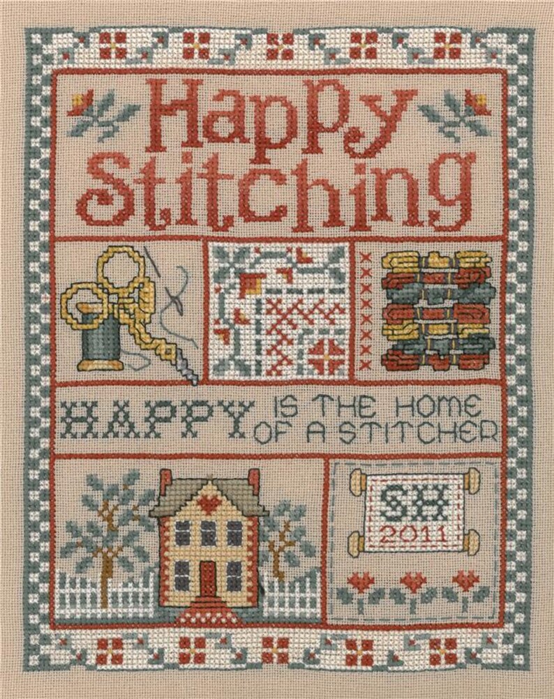 Happy Stitching Pattern Happy Stitching by Sue Hillis Designs Counted Cross Stitch Pattern L440 ...