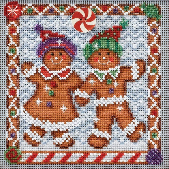 Mill Hill Winter Series Buttons & Beads Counted Cross Stitch Kit ~ Ginger Friends ~