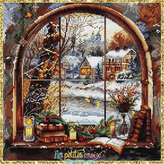 Christmas Window 2024 counted cross stitch pattern by Les petites Croix de Lucie