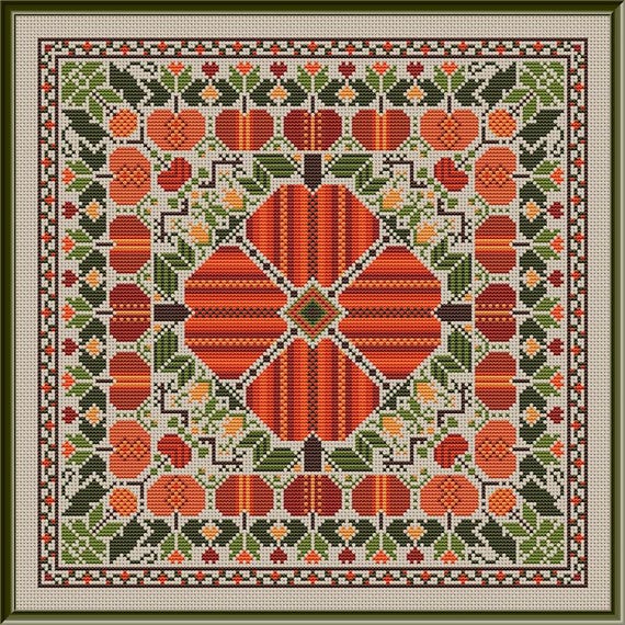 Pumpkin Harvest Counted Cross Stitch Pattern by CM Designs /  Carolyn Manning Designs