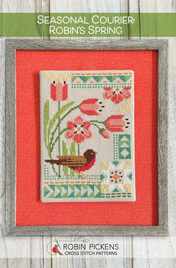 Seasonal Courier:  Robin's Spring Counted Cross Stitch Pattern by Robin Pickens Inc