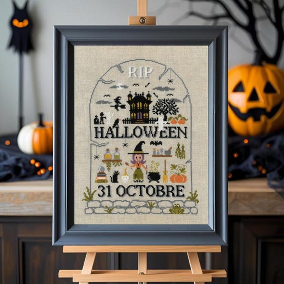 RIP Halloween Counted Cross Stitch Pattern from Jarin Prive - Printed pattern