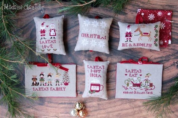 Christmas Pillows ~ Counted Cross Stitch Pattern designed by Madame Chantilly