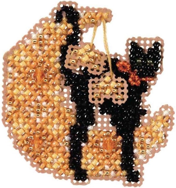 Mill Hill 2005 Autumn Harvest Beaded Cross Stitch Kit ~ Moon Kitty