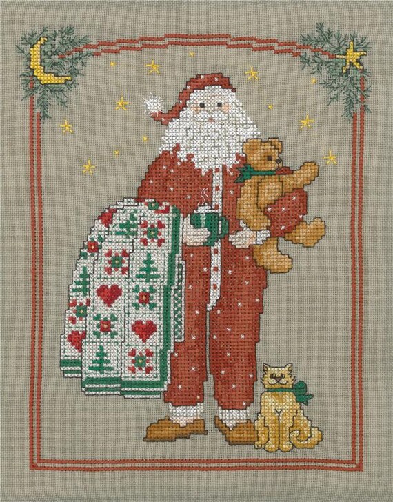 Pajama Santa by Sue Hillis Designs Counted Cross Stitch Pattern L233 - Printed Pattern