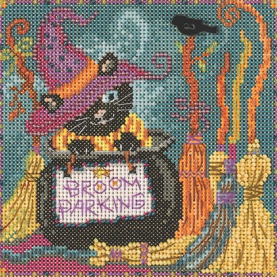 Mill Hill Autumn Series Buttons & Beads Counted Cross Stitch Kit ~ Broom Parking ~ MH142224
