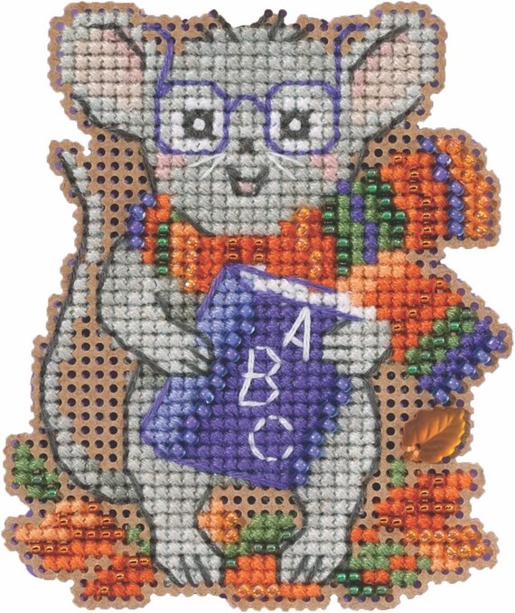 Mill Hill Autumn Harvest Beaded Cross Stitch Kit ~ School Mouse ~