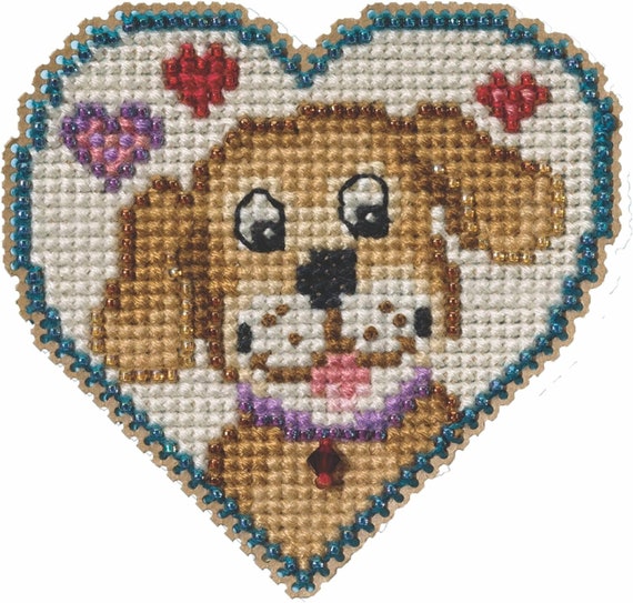 Mill Hill Spring Bouquet Beaded Cross Stitch Kit ~ Puppy Love