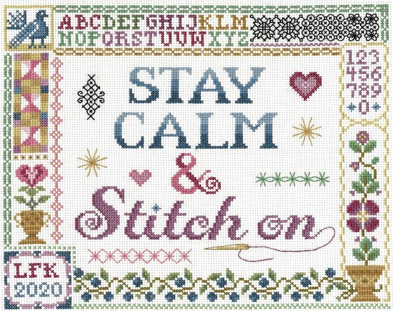 Stay Calm & Stitch On Sandra Cozzolino Imaginating Cross Stitch Leaflet 3286