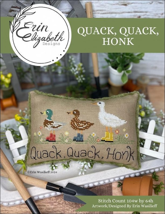 Quack, Quack, Honk Counted Cross Stitch leaflet by Erin Elizabeth Designs - Printed Pattern