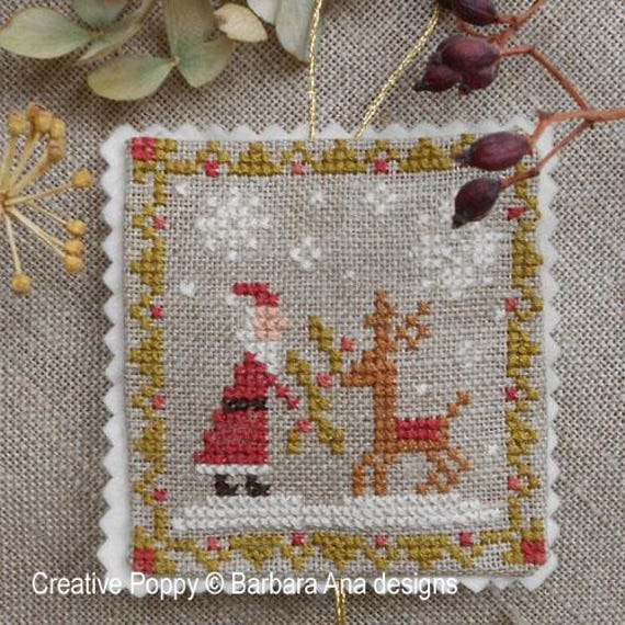 Christmas Ornament Trio Counted Cross Stitch Pattern by Barbara Ana Designs