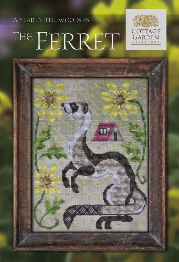 Cottage Garden Samplings Counted Cross Stitch Pattern ~ A Year in the Woods ~ The Ferret #5