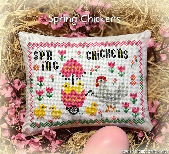 Spring Chickens Counted Cross Stitch Pattern from Calico Confectionery