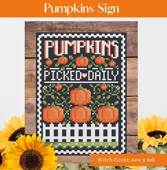Shannon Christine Designs Counted Cross Stitch Pattern Booklet ~ Pumpkins Sign