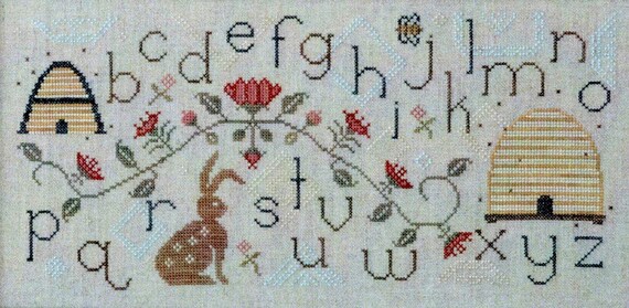 Bunny and Bee counted cross stitch pattern by Annie Beez Folk Art