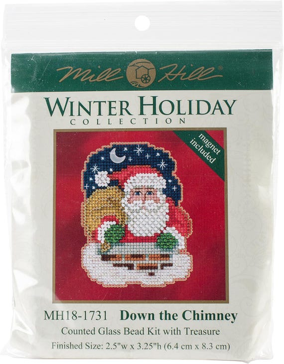 Mill Hill 2017 Winter Holiday Beaded Cross Stitch Kit ~ Down the Chimney ~