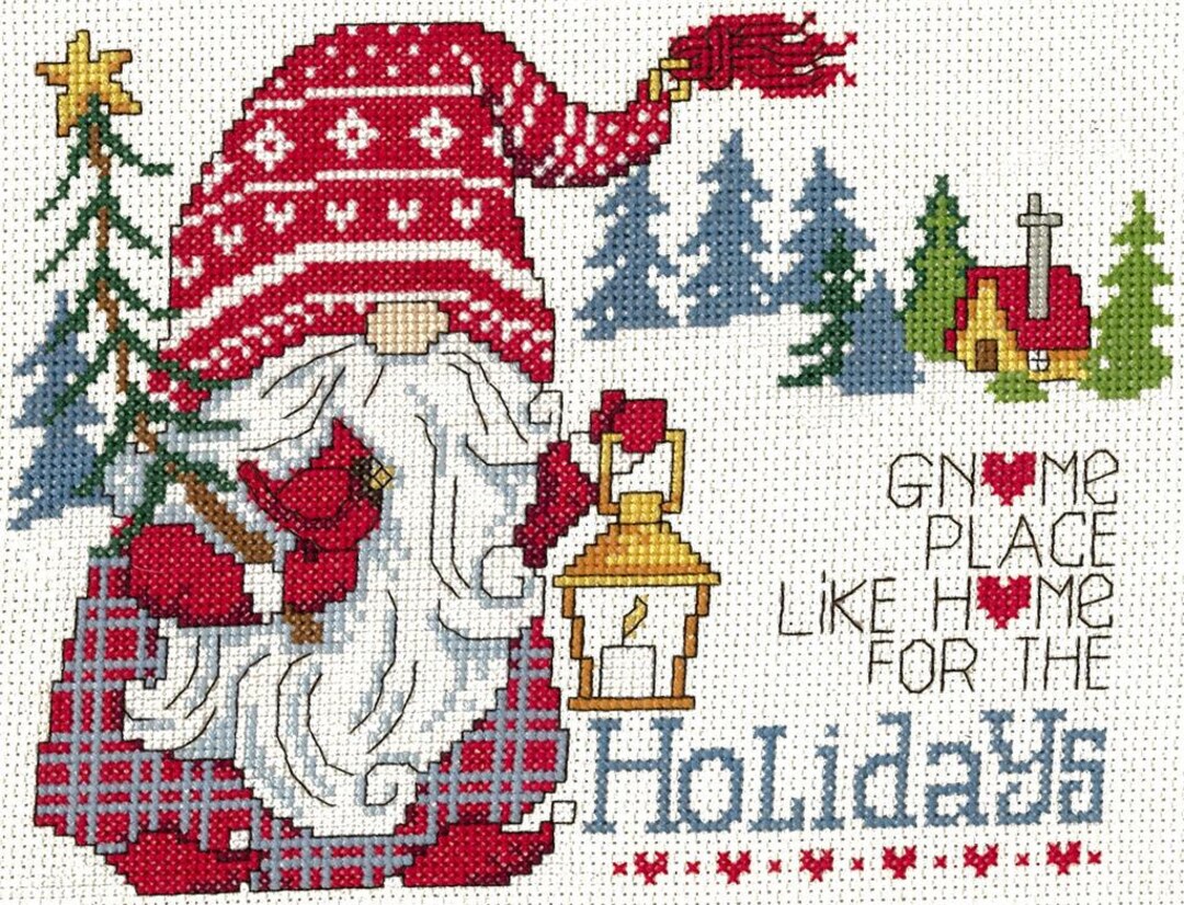 Gnome Place Like Home Counted Cross Stitch Pattern Designed by Diane ...